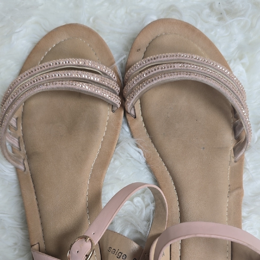 Chic Pink and Tan Sandals with Secure Ankle Strap - Picture 6 of 10